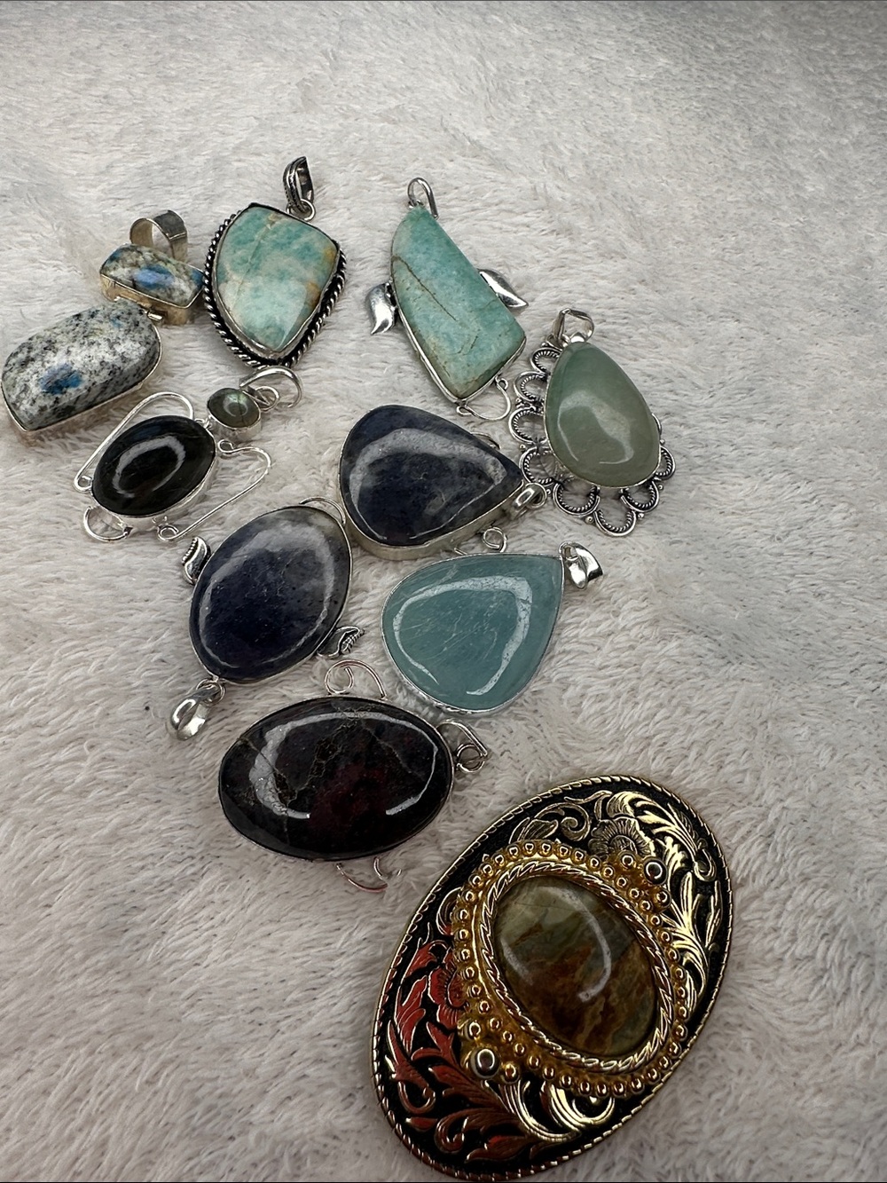 Gemstone Jewelry lot with Vintage Belt Buckle